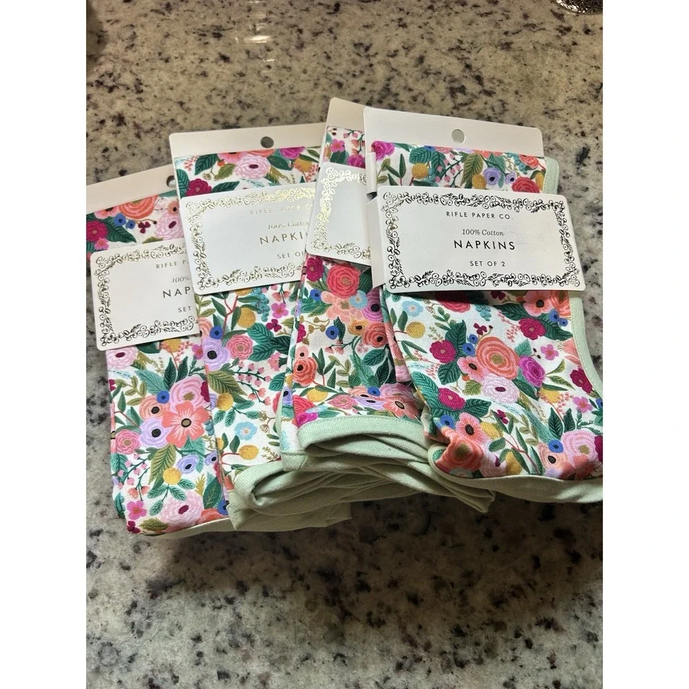 Rifle Paper Co Garden Party Floral 100% Cotton Napkins Set of 8 Summer Spring